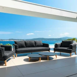 Table basse de jardin ronde (D86 cm) Monte Carlo Gris anthracite