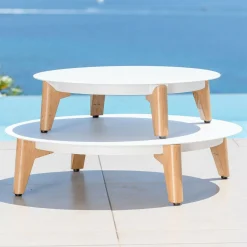 Table basse de jardin ronde (D86 cm) Monte Carlo Blanc