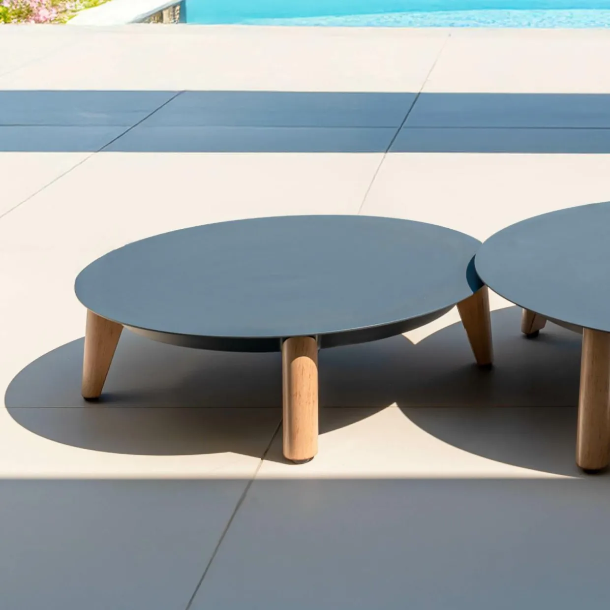 Table basse de jardin ronde (D68 cm) Monte Carlo Gris anthracite