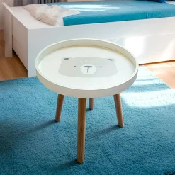 Table basse enfant bois (D33 cm) Ourson Marron