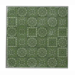 Table bistrot carrée fixe en mosaïque (58 x 58 cm) Aveiro Gris et vert olive
