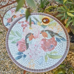 Table bistrot ronde en mosaïque Aberdeen Marron