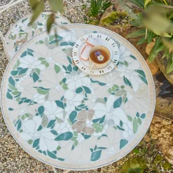 Table bistrot ronde pliable en mosaïque (D58 cm) Genève Crème