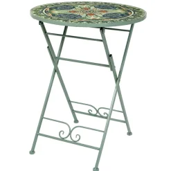 Table bistrot ronde pliable mosaïque (D60 cm) Cancùn Vert sauge