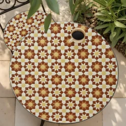 Table bistrot ronde pliable en mosaïque (D58 cm) Madrid Marron