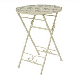 Table bistrot ronde pliable en faïence (D58 cm) Coimbra Crème