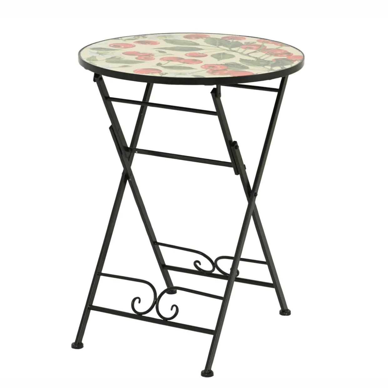 Table bistrot ronde pliable en faïence (D58 cm) Munich Rouge