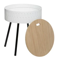 Table coffre en bois (H45 cm) Shiro Blanche