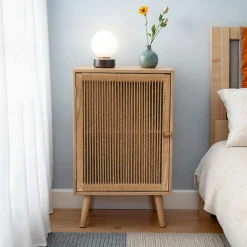 Table d'appoint bois et corde de chanvre (H65 cm) Manille Beige