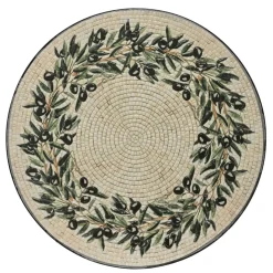 Table d'appoint ronde en mosaïque (H46 x D39 cm) Athènes Beige