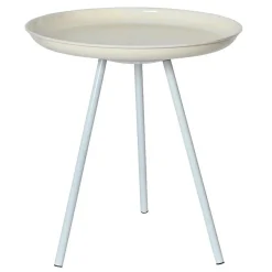 Table d'appoint ronde (H43 cm) Plateau émaillé Crème