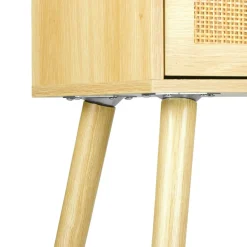 Table de Chevet Bois et Cannage (60 cm) Beige
