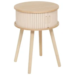 Table de chevet ronde en bois (H54 cm) Nysos Crème