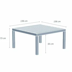 Table de jardin carrée aluminium 8 places (136 x 136 cm) Murano Bleu pétrole