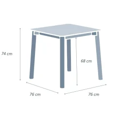 Table de jardin carrée en aluminium 2 places (76 x 76 cm) Monte Carlo Gris anthracite
