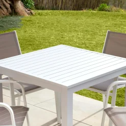 Table de jardin carrée en aluminium 4 places (89 x 89 cm) Murano Blanc