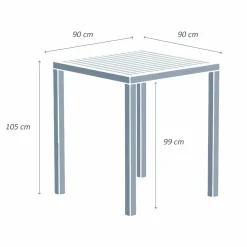 Table de jardin carrée haute aluminium 4 places (90 x H105 cm) Murano Blanc