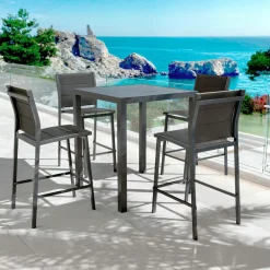 Table de jardin carrée haute aluminium 4 places (90 x H105 cm) Murano Gris anthracite