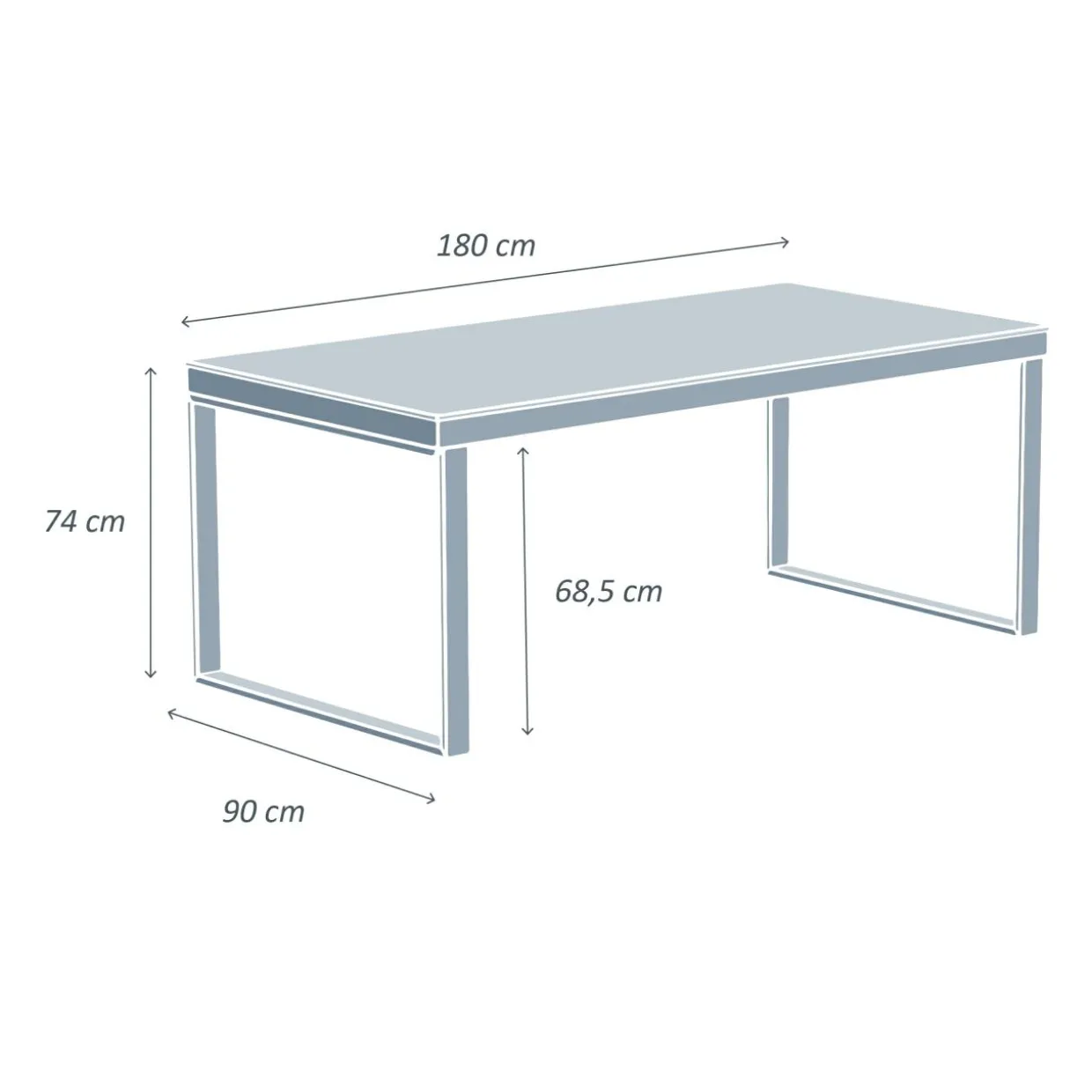 Table de jardin en aluminium et céramique 8 places (180 x 90 cm) Kore Blanc et gris clair