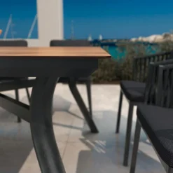 Table de jardin en aluminium 8 places (200 x 90 cm) Amalfi Gris anthracite