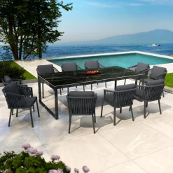 Table de jardin en aluminium et céramique 10 places (240 x 120 cm) Kore Noir marbré