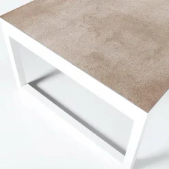 Table de jardin en aluminium et céramique 10 places (240 x 120 cm) Kore Blanc et beige