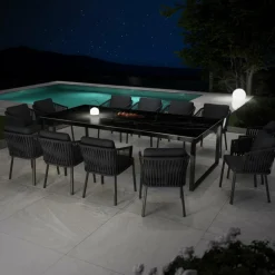 Table de jardin en aluminium et céramique 12 places (260 x 120 cm) Kore Noir marbré