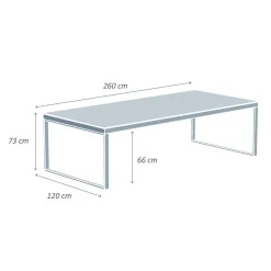 Table de jardin en aluminium et céramique 12 places (260 x 120 cm) Kore Noir marbré