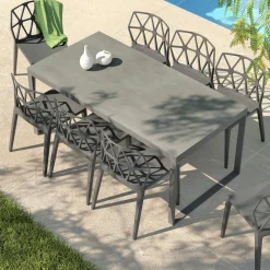 Table de jardin en aluminium et céramique 8 places (180 x 90 cm) Kore Gris anthracite