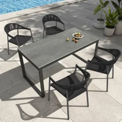 Table de jardin en aluminium et céramique 8 places (180 x 90 cm) Kore Gris anthracite