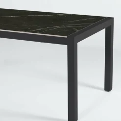 Table de jardin en aluminium et céramique 8 places (180 x 90 cm) Modena Noir marbré