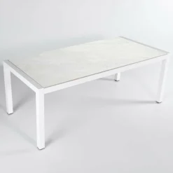 Table de jardin en aluminium et céramique 8 places (180 x 90 cm) Modena Blanc