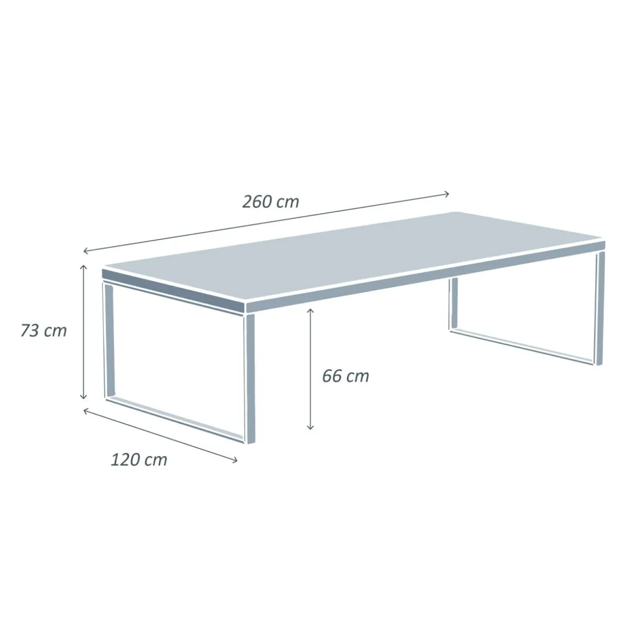 Table de jardin en aluminium et céramique 12 places (260 x 120 cm) Kore Blanc et gris clair