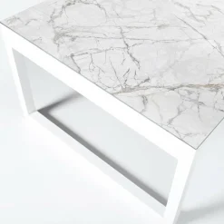 Table de jardin en aluminium et céramique 12 places (260 x 120 cm) Kore Blanc marbré