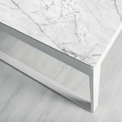 Table de jardin en aluminium et céramique 12 places (260 x 120 cm) Kore Blanc marbré