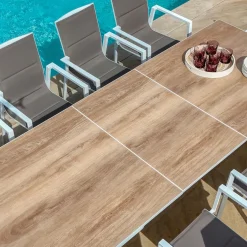 Table de jardin extensible en aluminium 10 places (260 x 96 cm) Amalfi Blanc