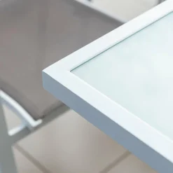 Table de jardin extensible en verre 12 places (200/320 x 100 cm) Murano Blanc