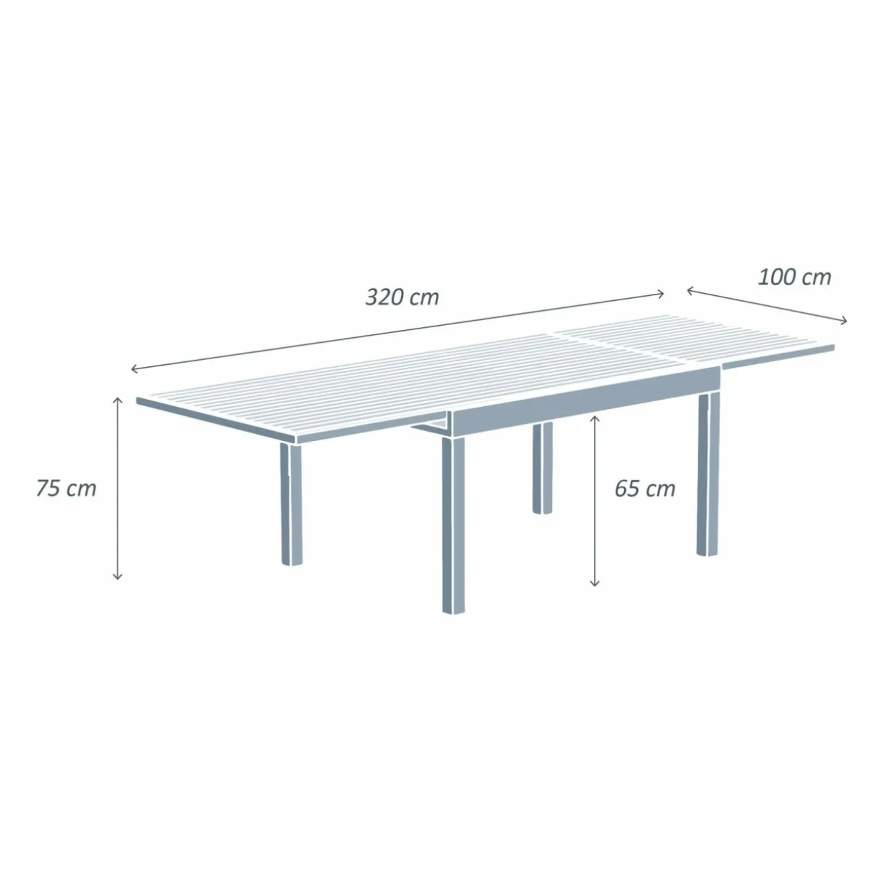 Table de jardin extensible aluminium 12 places (200/320 x 100 cm) Murano Bronze
