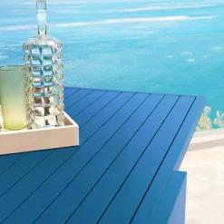 Table de jardin extensible aluminium 12 places (200/320 x 100 cm) Murano Bleu pétrole