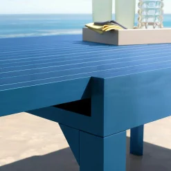 Table de jardin extensible aluminium 12 places (200/320 x 100 cm) Murano Bleu pétrole