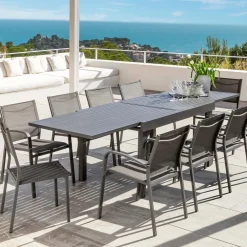 Table de jardin extensible en aluminium 10 places (135/270 x 90 cm) Murano Gris anthracite