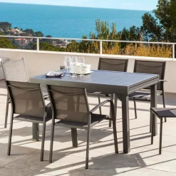 Table de jardin extensible en aluminium 10 places (135/270 x 90 cm) Murano Gris anthracite