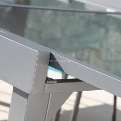 Table de jardin extensible en verre 12 places (200/320 x 100 cm) Murano Gris anthracite