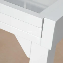 Table de jardin extensible en verre 10 places (135/270 x 90 cm) Murano Blanc