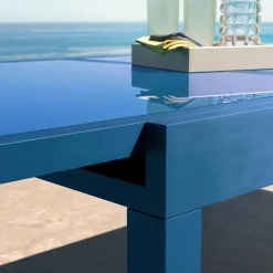 Table de jardin extensible en verre 12 places (200/320 x 100 cm) Murano Bleu pétrole