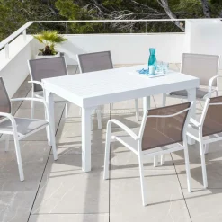 Table de jardin extensible aluminium 10 places (135/270 x 90 cm) Murano Blanc
