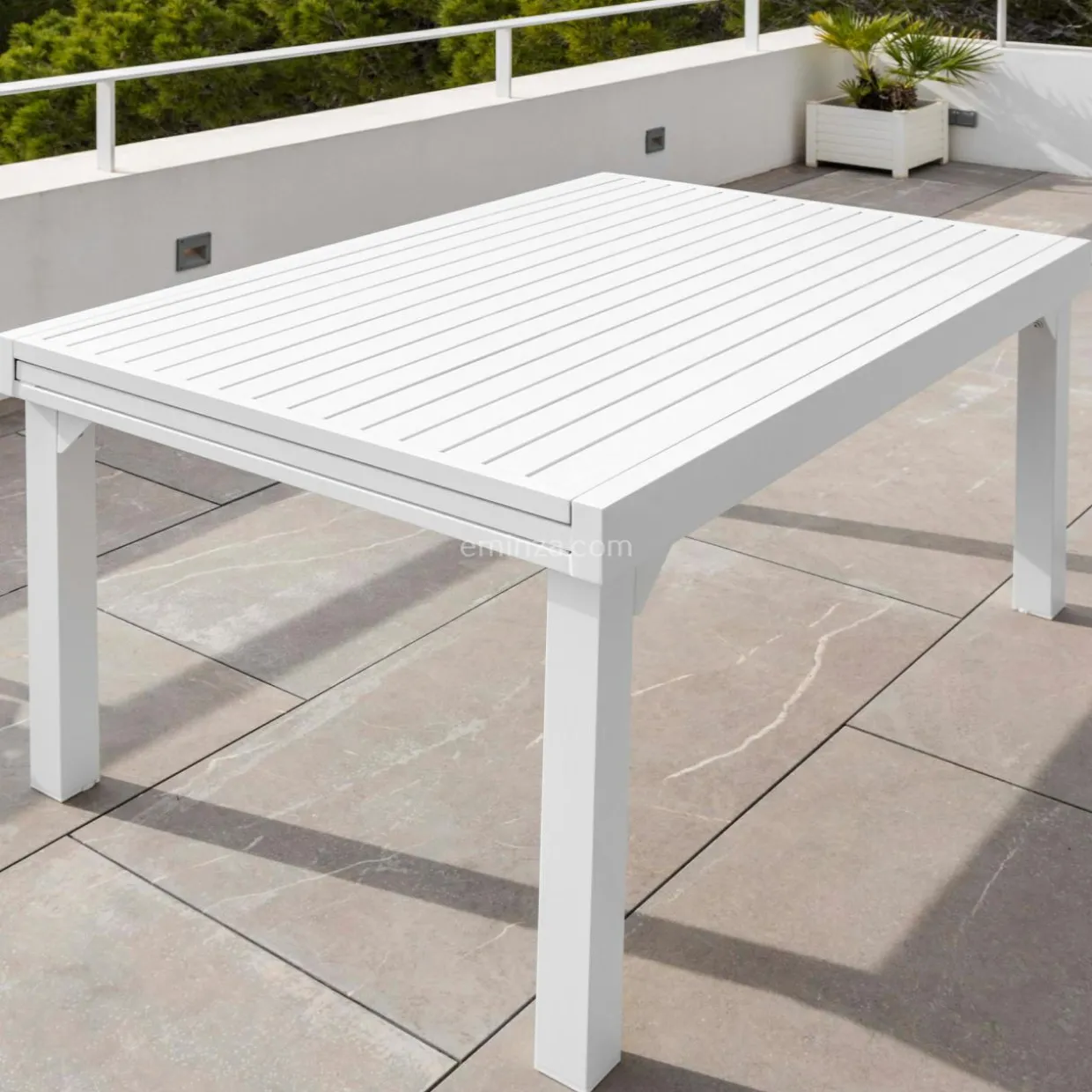 Table de jardin extensible aluminium 12 places (200/320 x 100 cm) Murano Blanc