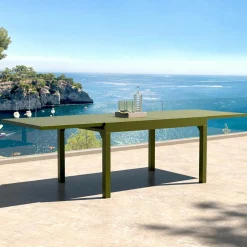 Table de jardin extensible aluminium 10 places (135/270 x 90 cm) Murano Vert olive