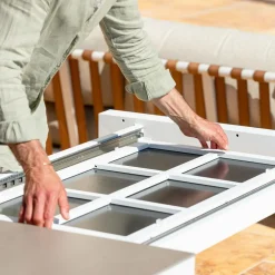 Table de jardin extensible en aluminium 12 places (195/300 x 96 cm) Amalfi Blanc