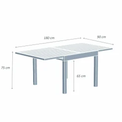 Table de jardin extensible en aluminium 8 places effet bois (90/180 x 90 cm) Murano Gris anthracite
